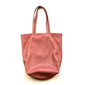 Baggu Leather Salmon Colored Tote - Patina and all